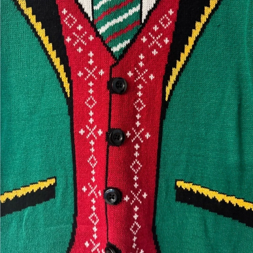 Festive Christmas Men's Sweater with Tie Design- Size XL
